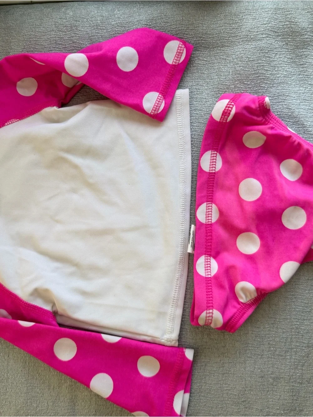 Place Pink and White Polka Dot Heart Rash Guard Swim Set